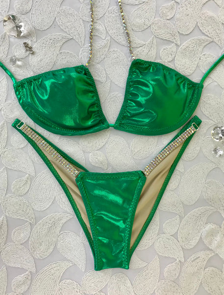 Green Metallic (Connector#3 AB,#2 AB) Small Top/Midcoverage Cheeky