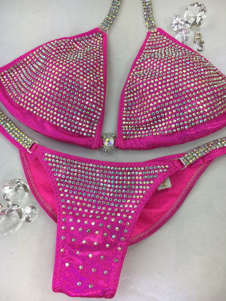 Custom Competition Bikinis Fuchsia Pink Magenta  DeLuxe (any fabric color options)