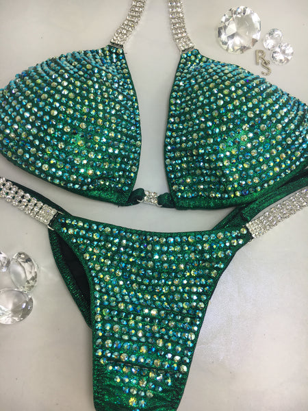 Custom Competition Bikinis Bling Luxe 1-2 all color ab (green)