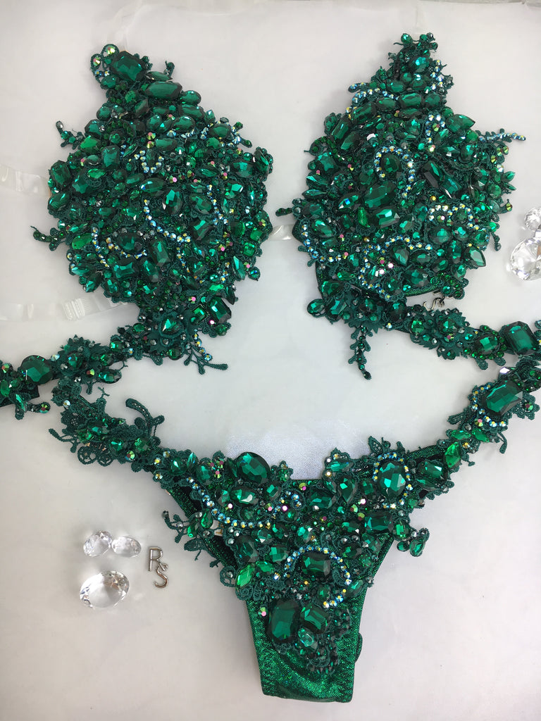 Custom Emerald Gem Themewear bikini $779 or bikini and wings $1300