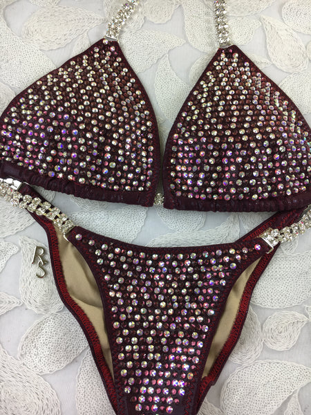 Quick View Competition Bikinis Maroon Merlot Cranberry Bling Luxe