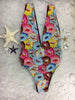 Reversible 2:1 I Heart Donut/Black Seamless Plunge neck and high on hip one piece custom **any color (Seen on Heidi / donut one piece)