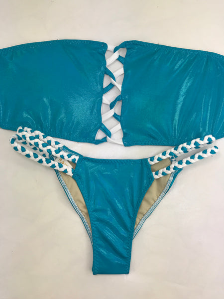 Custom Criss Cross Flip Its top with Amber Braid bottoms OTHER COLORS AVAILABLE(bottom not reversible)***(SUIT SOLD PER PIECE OR SET, price varies)