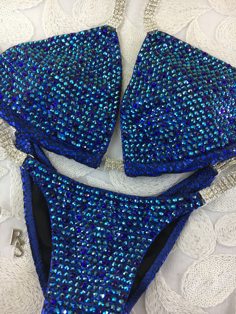 Quick View Competition Bikinis Royal Blue Snake Bling Luxe Swarovski Crystals