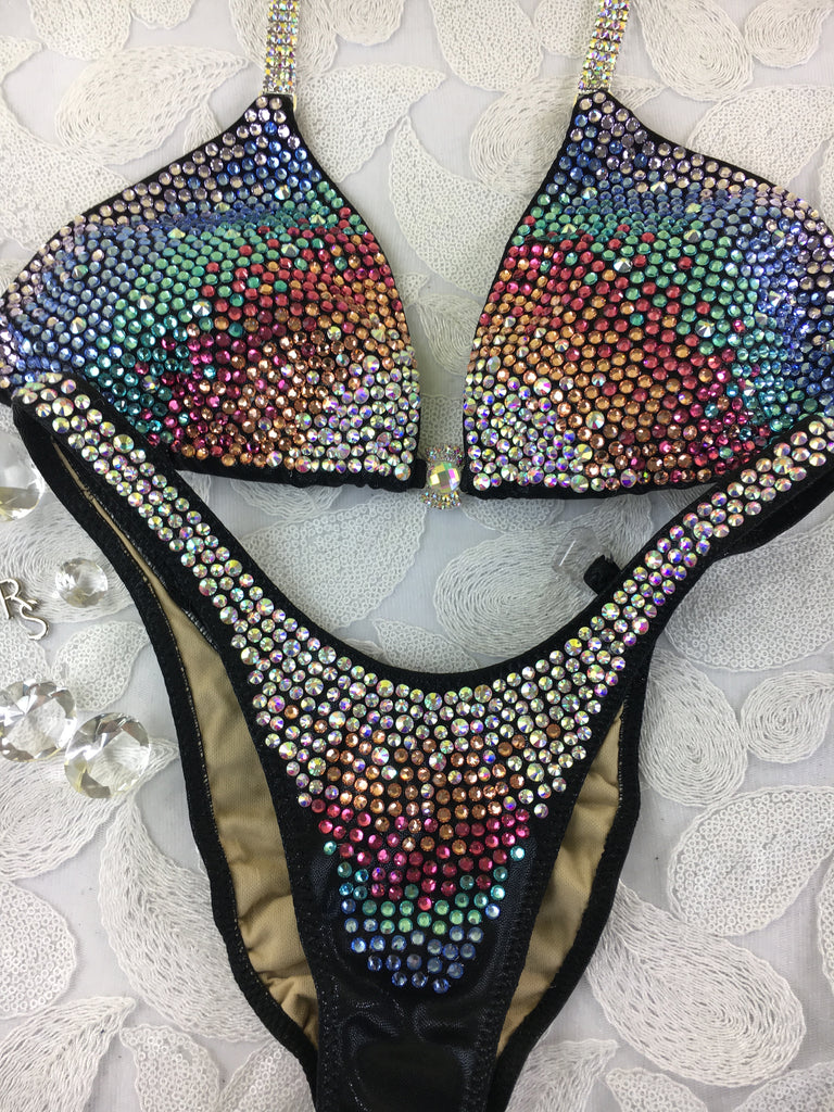 Custom Figure Suit -  Bubbles Gradient Sideways Ripples - $675+