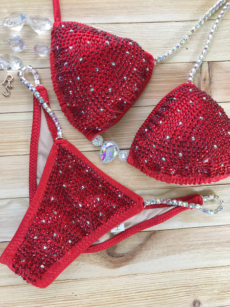 Red Metallic MIDCOVERAGE Cheeky  Platinum Bling Exclusive