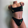 Custom Pineapple Plunge Neck Bralette Highwaisted Ultra sexy REVERSIBLE Bikini Sequin Pineapple Applique***(SUIT SOLD PER PIECE OR SET, price varies)
