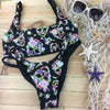 Custom Black Floral Skulls Plunge neck 4:1 Flip It Reversible Bikini(SUIT SOLD PER PIECE OR SET)price varies