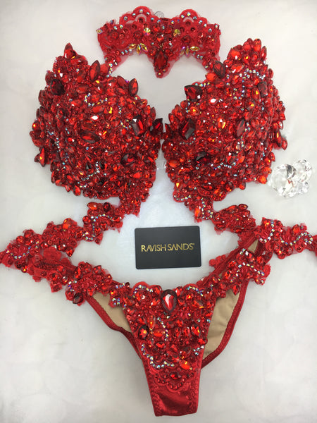 Custom Ruby Red Gem Themewear bikini/choker $779 or bikini/choker and wings $1300