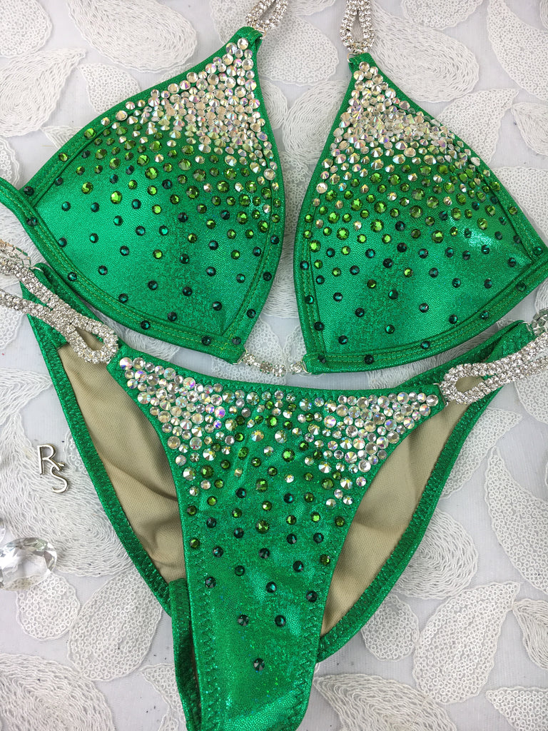 Quick View Competition Bikinis Green Gradient Bubbles Diamond Princess Molded Cup