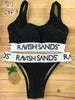 Custom Plunge Neck Bralette Black Ravish Sands Exclusive Logo Monogram band ***(SUIT SOLD PER PIECE OR SET, price varies)