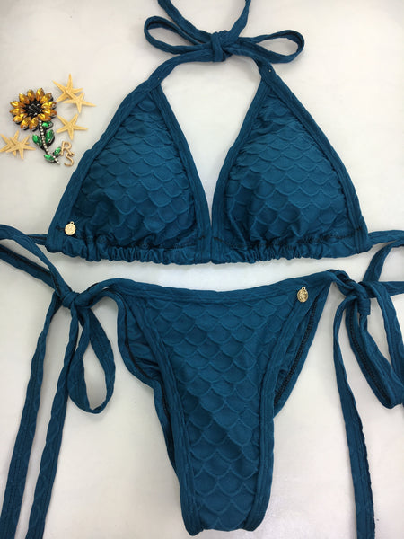 Custom Limited Edition Embossed print (teal, black, or fuchsia option) Tie String bikini ***(SUIT SOLD PER PIECE OR SET, price varies)