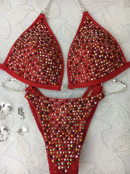 Quick View Competition Bikinis Red Bling Luxe Swarovski Crystals Molded cup