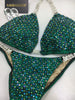 Custom Competition Bikinis Green Bling Luxe