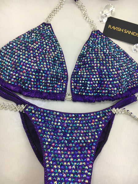 Custom Competition Bikinis Purple Bling Luxe