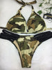 Custom Green Brown Camo Pool Party Bling Band Bikini (Camouflage) Molded cup top Included***(SUIT SOLD PER PIECE OR SET, price varies)