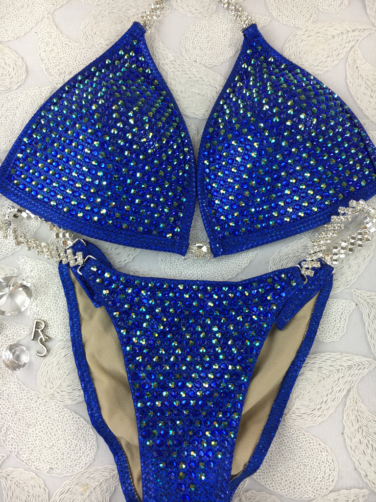 Quick View Competition Bikinis Blue Bling Luxe Crystals Molded cup upgrade included
