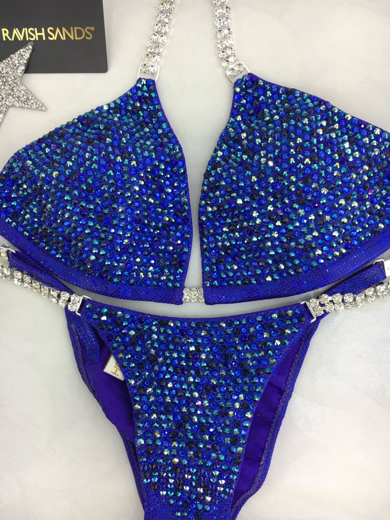 Custom Competition Bikinis Purple/Blue Bling Luxe 3-4