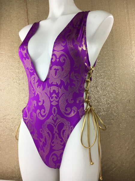 Custom Lavish Ravish One piece with lace up sides (available any color and any butt coverage)