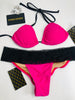 Hot Pink Black Lace Band Bikini Brazilian Cheeky Quickship