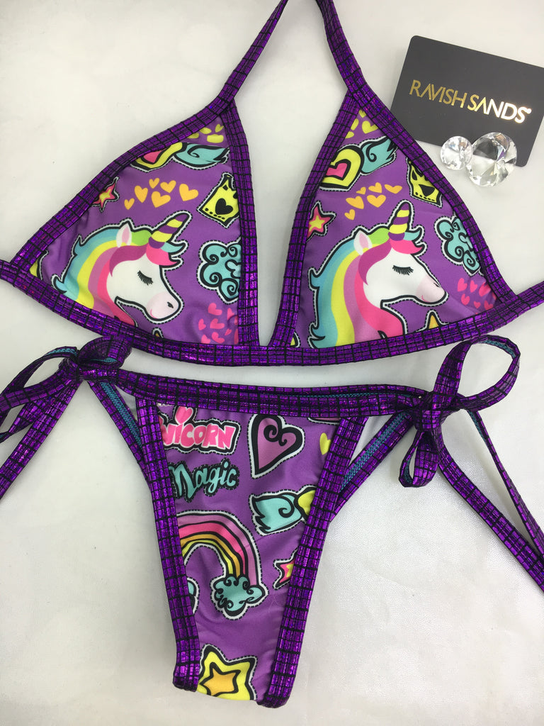 Custom Made Unicorn/Rainbow Posing Competition bikini *Suit as pictured in your size/coverage request