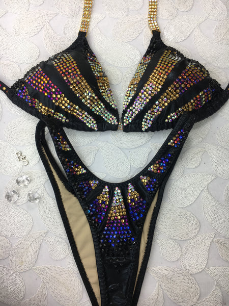 Gold/Blue/Rainbow Custom Ombre Elite Figure Suit