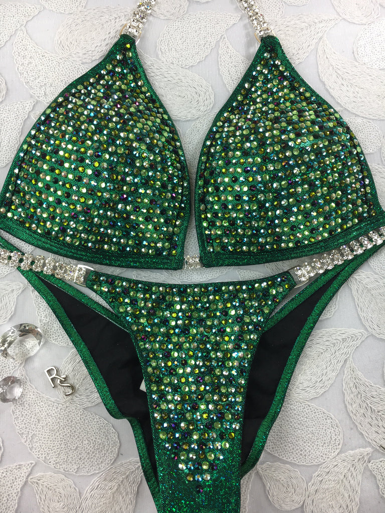 Quick View Competition Bikinis green Bling Luxe Swarovski Crystals Molded cup