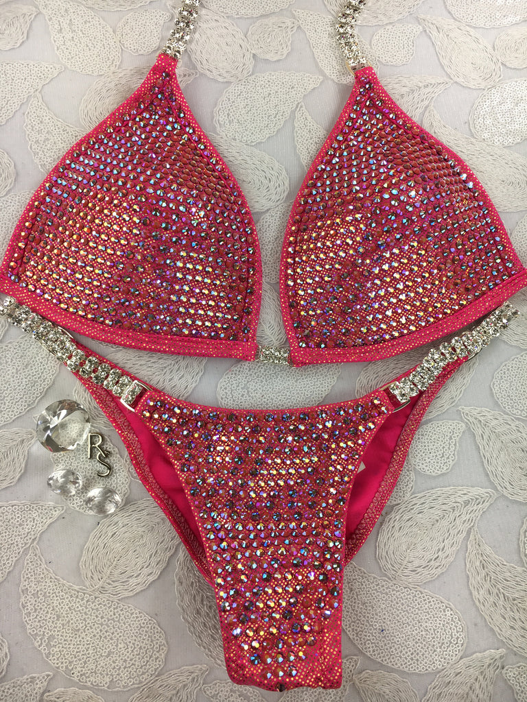 Quick View Competition Bikinis Coral Bling Luxe Crystals Molded cup upgrade included