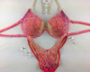 Quick View Competition Figure Suit Coral Sideways Gradient Luxe with color crystals and Underwire bra cup