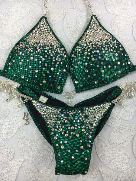 Quick View Competition Bikinis Green Bubbles Diamond Princess Elite MOLDED Cup top