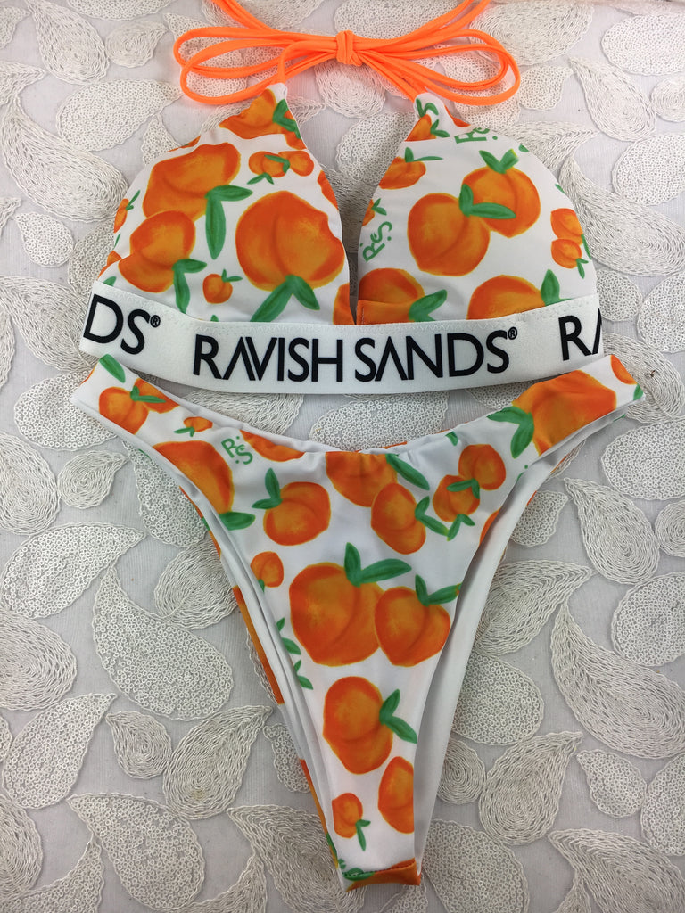 Custom Seamless V Cut Ravish Sands Exclusive (Monogram) Peach/Peaches***(SUIT SOLD PER PIECE OR SET, price varies)