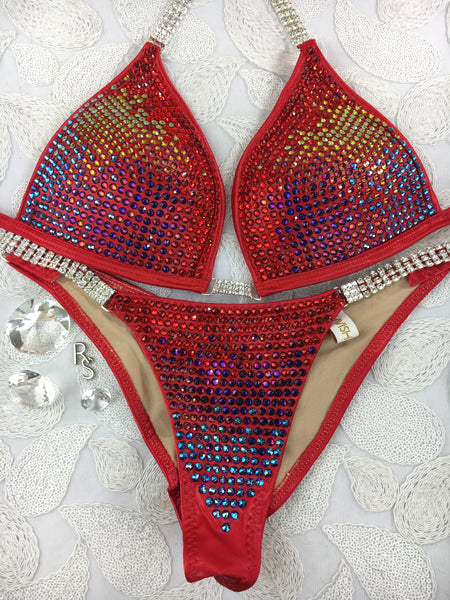 Quick view Competition Bikinis Sideways Red Gradient Luxe Swarovski