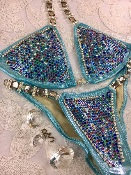 Aqua Silver Unicorn Ravish Sands Rainbow Exclusive w/swarovski trim Small Top/Small Micro(Marissa Front)