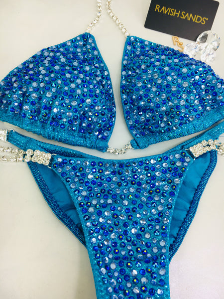 Custom Competition bikini Turquoise Blue Mesmerize PLUS