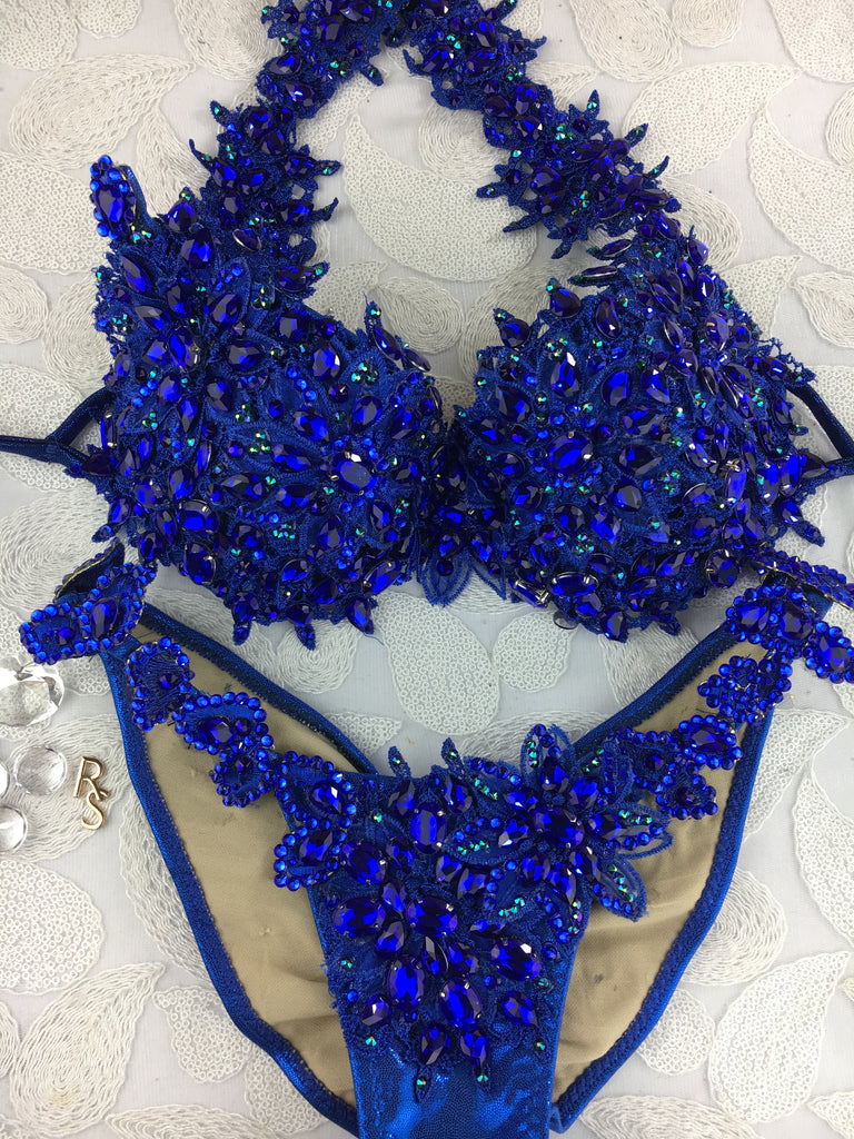 Custom Royal Blue Jewel  Themewear bikini $799 Or Bikini and wings $1200