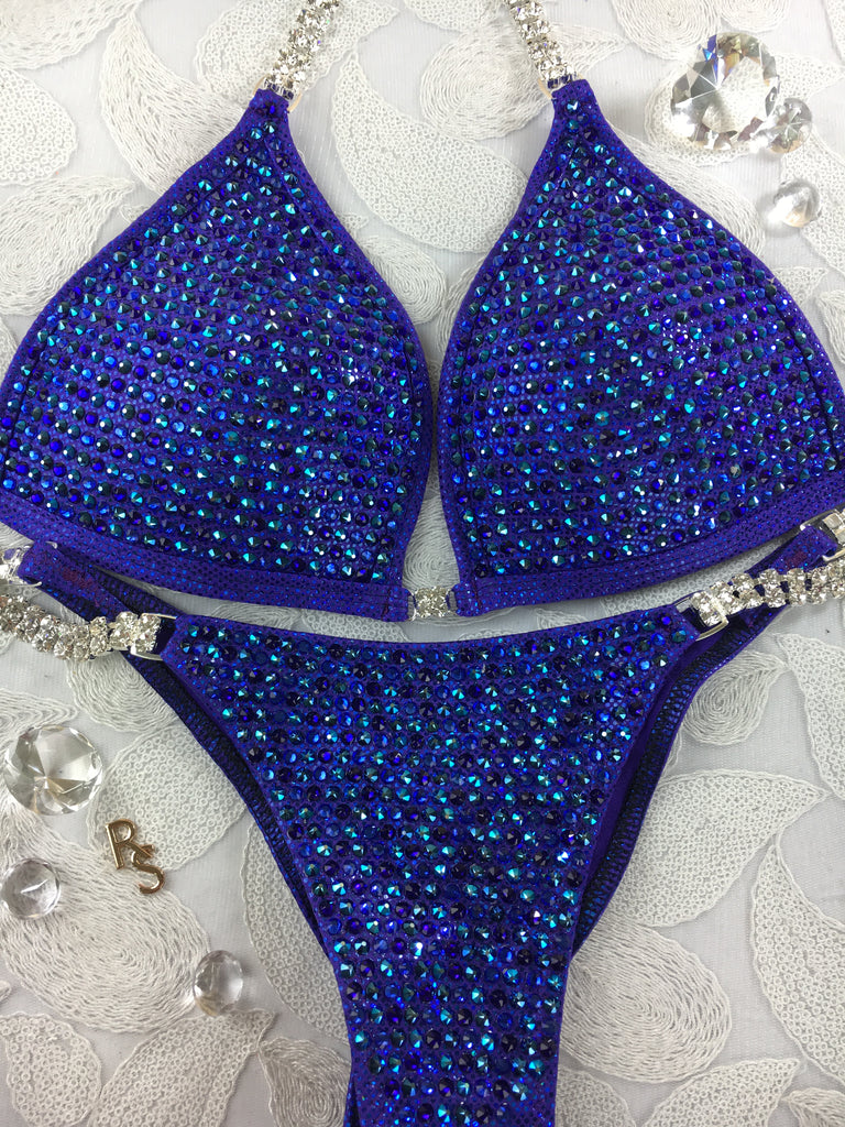 Quick View Competition Bikinis Royal Blue/Purple Bling Luxe Molded Cup Swarovski