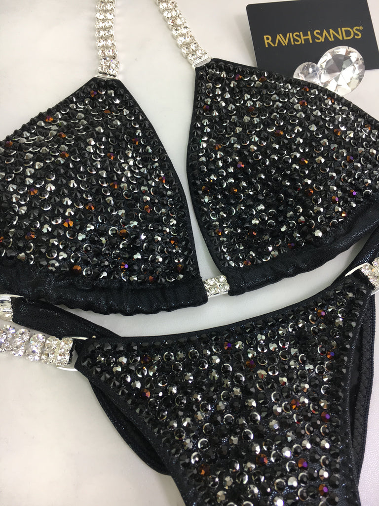 Custom Competition Bikinis Black Bling Luxe Swarovski