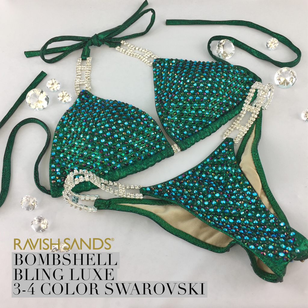 Quick View Competition Bikinis light/dark Green Bling Luxe Swarovski Crystals