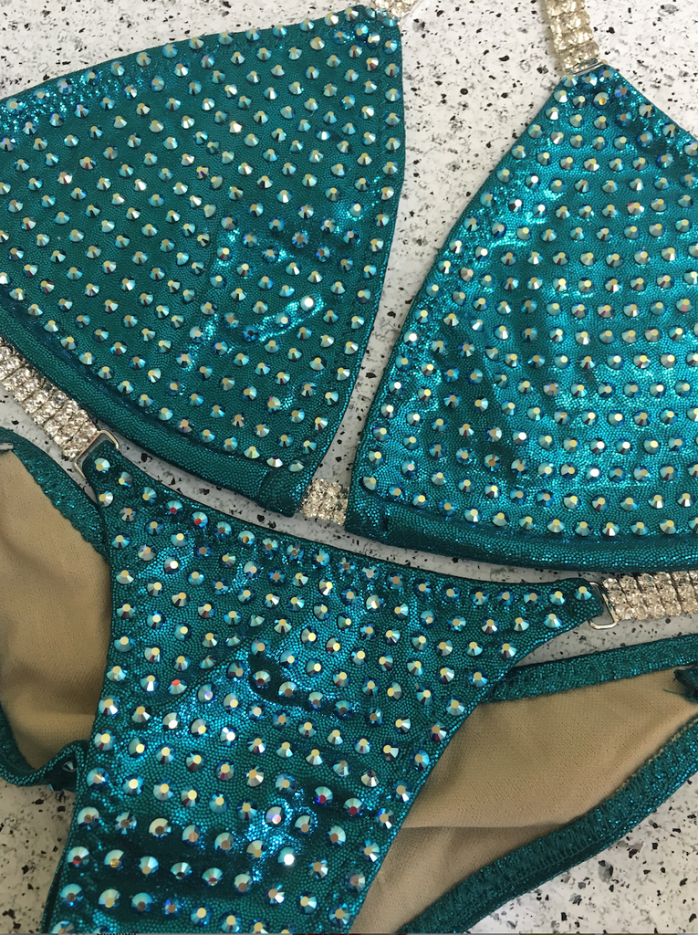 Quick View Competition Bikinis Teal Bling Celebrity