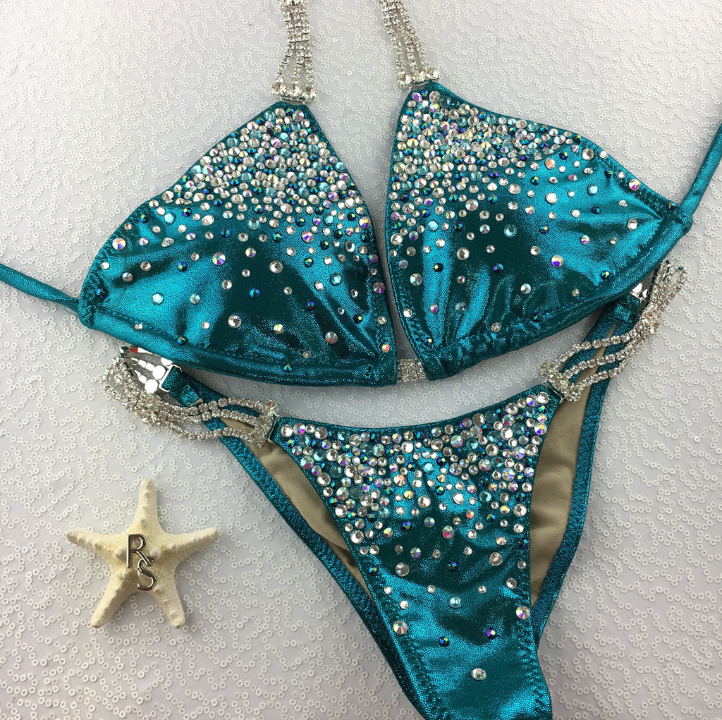 Quick View Competition Bikinis Teal Speckle Bubbles Diamond Princess Elite
