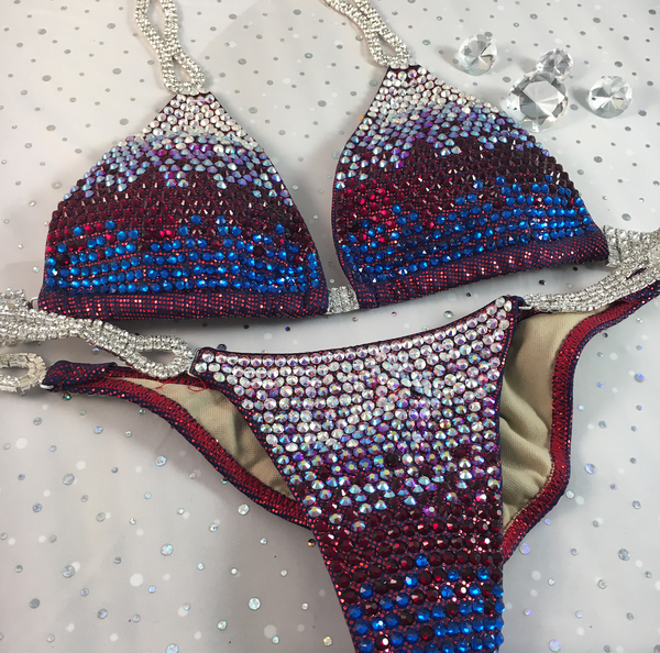 Quick View Competition Bikinis Red/White/Blue Gradient  Luxe