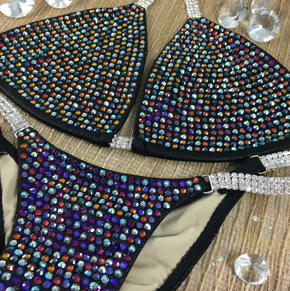 Quick View Competition Bikinis Black/Rainbow Bling Luxe Swarovski