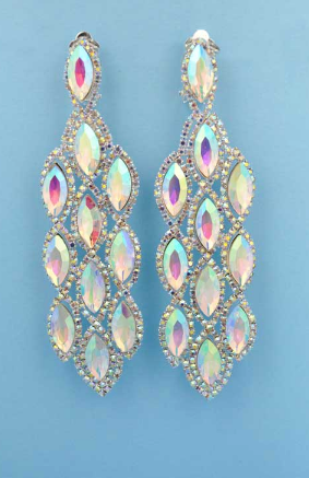 Aurora Borealis/Silver Clip Multiple Marquise Shape 2.5