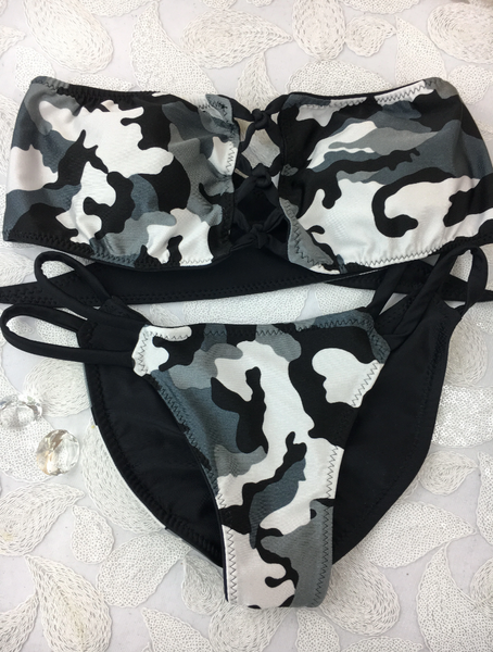 Custom Black Grey Camo 4:1 Flip it  Bikini***(SUIT SOLD PER PIECE OR SET, price varies)