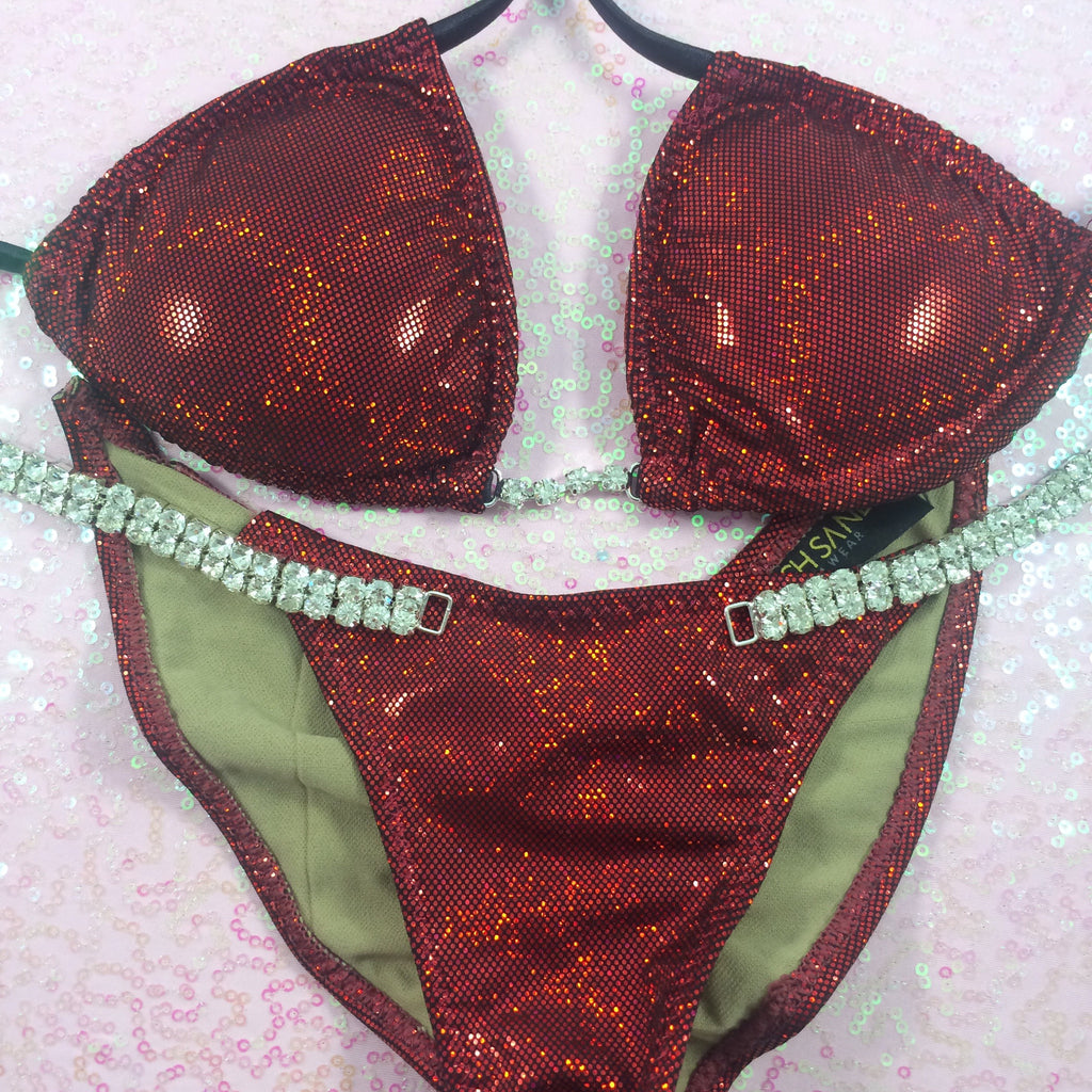 Quick Ship Red/Black Holo Dot ( X-Small Top Only! Midcoverage Cheeky xs-small fit)