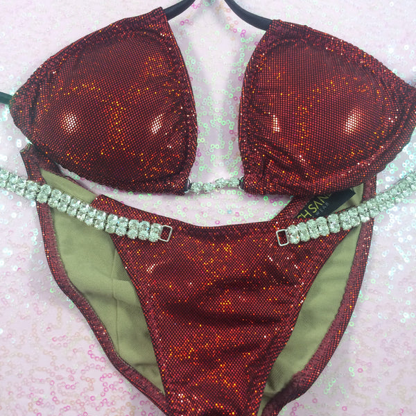 Quick Ship Red/Black Holo Dot ( X-Small Top Only! Midcoverage Cheeky xs-small fit)