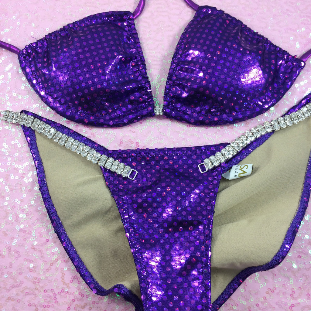 New Ladyfit Purple Sequin Dot PAGEANT Cheeky Quick Ship