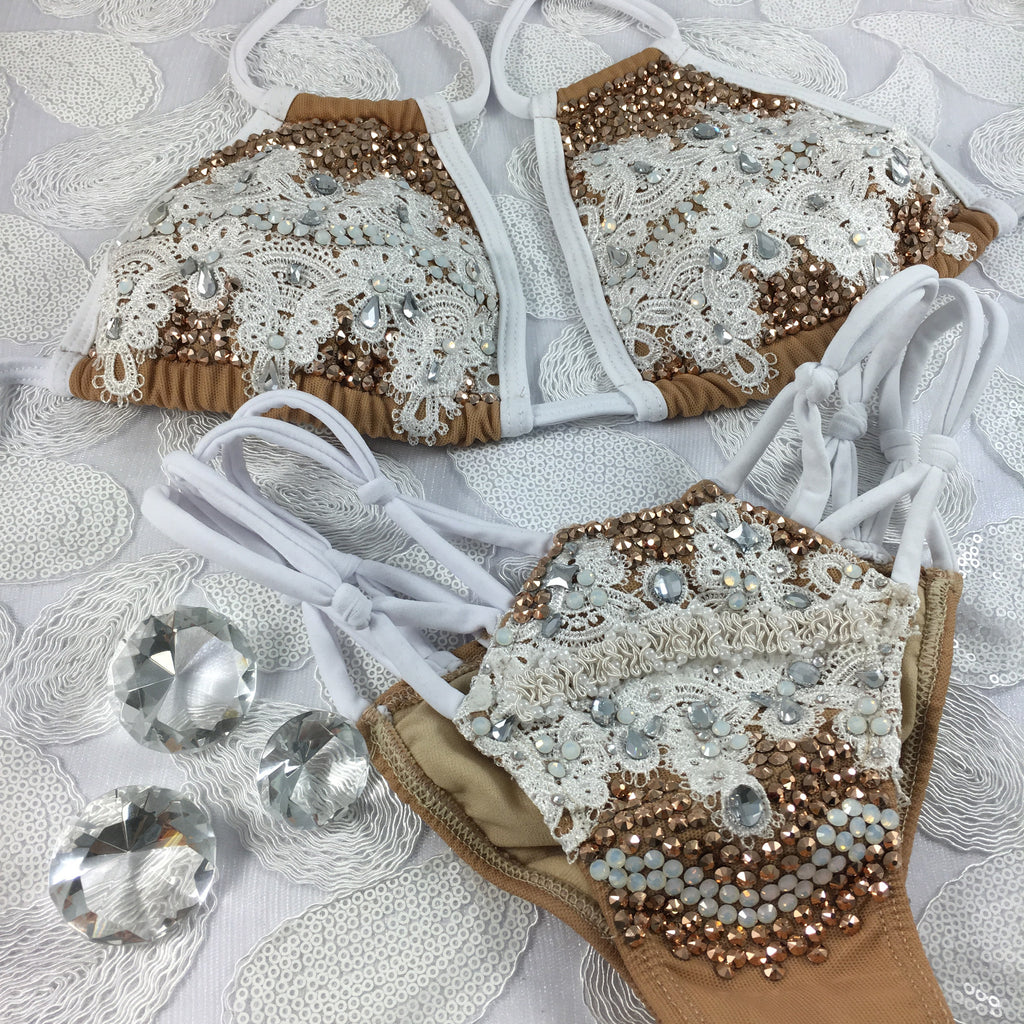 Custom Swarovski Deluxe Dream Wedding/Bride/Honeymoon bikini(Push Up Padding included) Bride