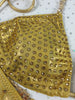 Gold Metallic Elite Bling Bomshell color crystal upgrade quick ship large top/ brazilian cheeky (we size bottom to your measurement)