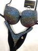 Custom Competition Bikinis Blue/Black/pink Bling Luxe Underwire Push up bra Wellness bikini